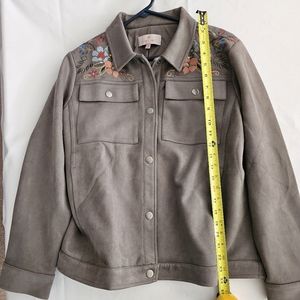Laurie Felt Grey Jacket with Embroidered Flowers